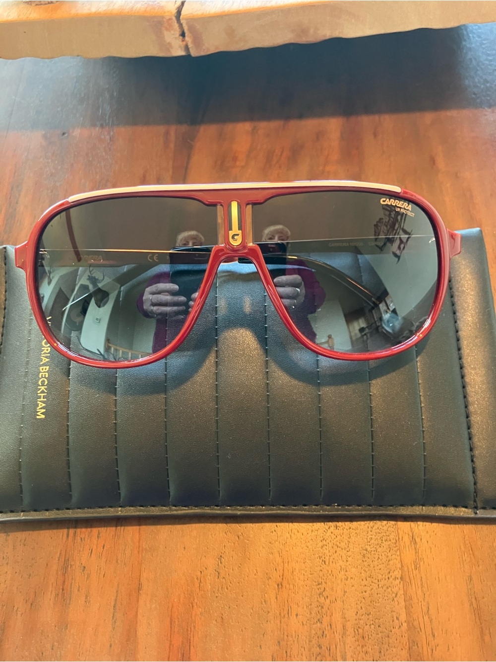 Carrera unisex  Burgundy Frame Sunglasses with Gold Trim AUTHENTIC - Picture 3 of 5